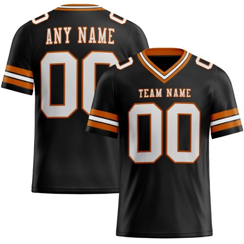 Custom Black White-Texas Orange Authentic Football Jersey
