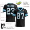 Custom Black White-Sky Blue Authentic Football Jersey