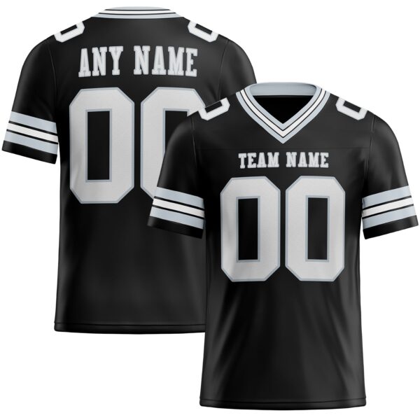 Custom Black White-Silver Authentic Football Jersey