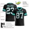 Custom Black White-Aqua Authentic Football Jersey
