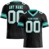 Custom Black White-Aqua Authentic Football Jersey