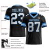 Custom Black White-Powder Blue Authentic Football Jersey