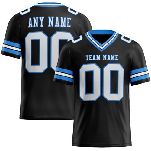 Black1700 Custom Black White-Powder Blue Authentic Football Jersey