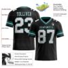Custom Black White Gray-Midnight Green Authentic Football Jersey