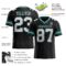 Black1701-1 Custom Black White Gray-Midnight Green Authentic Football Jersey
