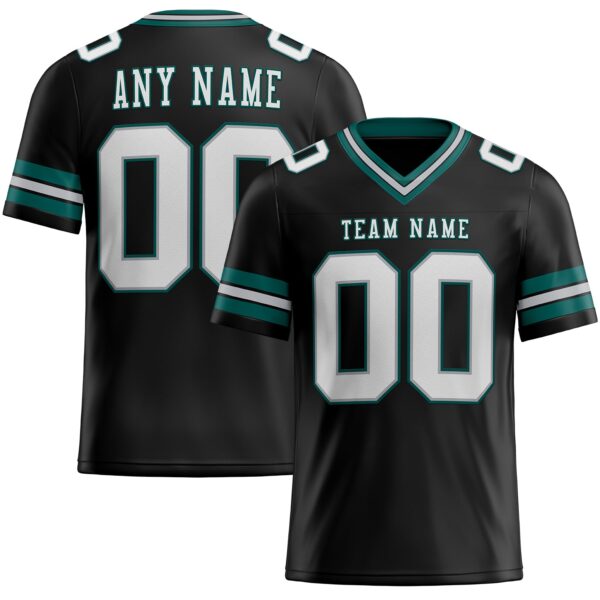 Custom Black White Gray-Midnight Green Authentic Football Jersey