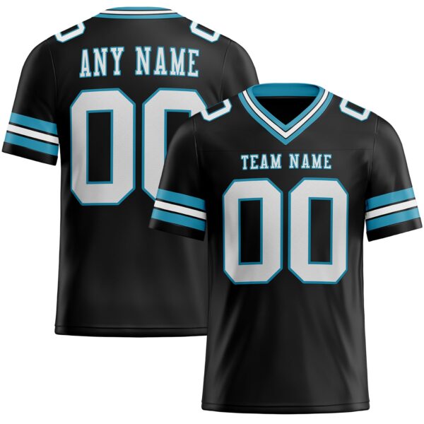 Custom Black White-Panther Blue Authentic Football Jersey
