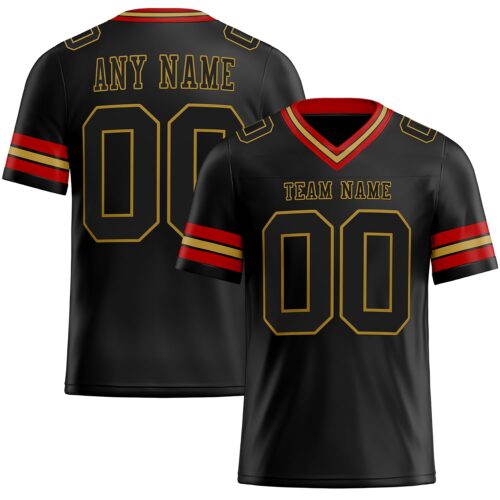 Black1706 Custom Black Old Gold-Red Authentic Football Jersey