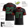 Custom Black Kelly Green-Red Authentic Football Jersey