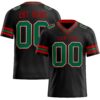 Custom Black Kelly Green-Red Authentic Football Jersey