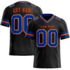 Custom Black Royal-Orange Authentic Football Jersey