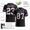 Custom Black White Old Gold-Purple Authentic Football Jersey