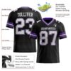 Custom Black White Purple-Gray Authentic Football Jersey