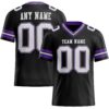 Custom Black White Purple-Gray Authentic Football Jersey