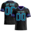 Custom Black Teal-Purple Authentic Football Jersey