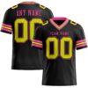 Custom Black Neon Yellow-Pink Authentic Football Jersey