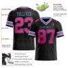 Custom Black Pink-Light Blue Authentic Football Jersey