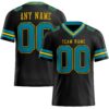Custom Black Teal-Yellow Authentic Football Jersey