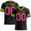 Custom Black Pink-Neon Green Authentic Football Jersey