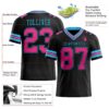 Custom Black Pink-Sky Blue Authentic Football Jersey