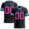 Custom Black Pink-Sky Blue Authentic Football Jersey