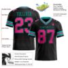 Custom Black Pink-Aqua Authentic Football Jersey