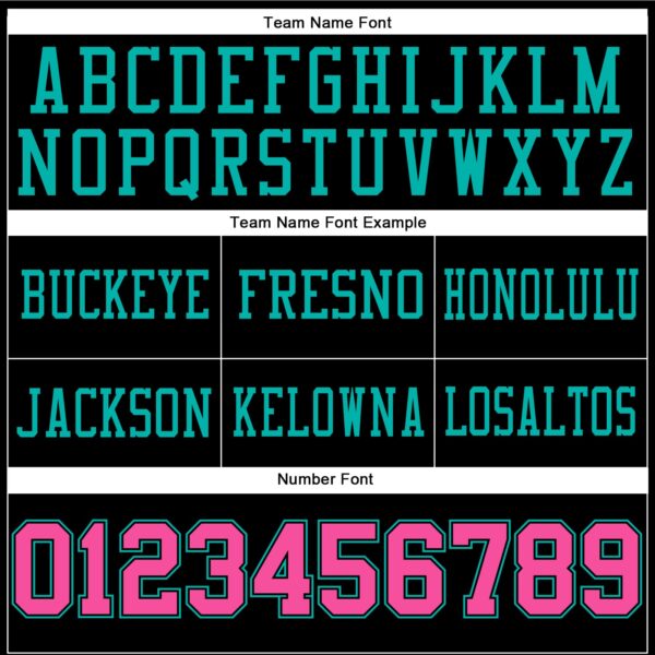 Custom Black Pink-Aqua Authentic Football Jersey