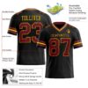 Custom Black Burgundy-Gold Authentic Football Jersey