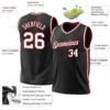 Custom Black White-Red Authentic Throwback Basketball Jersey