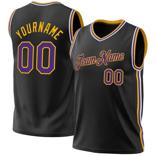 Black1930 Custom Black Purple-Gold Authentic Throwback Basketball Jersey