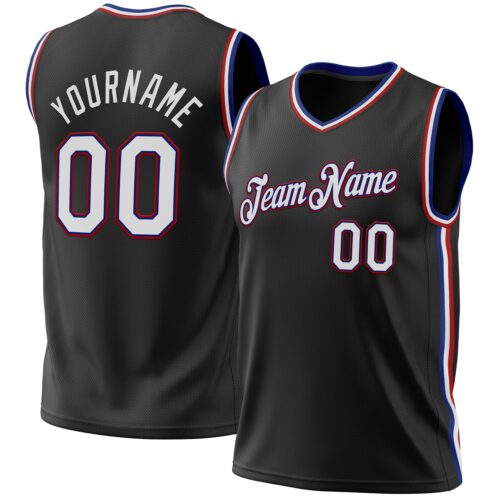 Black1936 Custom Black Royal-Red Authentic Throwback Basketball Jersey