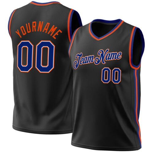 Black1938 Custom Black Royal-Orange Authentic Throwback Basketball Jersey