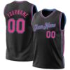 Custom Black Pink-Light Blue Authentic Throwback Basketball Jersey