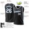 Custom Black White-Light Blue Authentic Throwback Basketball Jersey