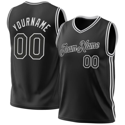 Black1946 Custom Black White Authentic Throwback Basketball Jersey