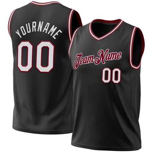 Black1949 Custom Black White-Maroon Authentic Throwback Basketball Jersey