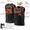 Custom Black Orange-Gray Authentic Throwback Basketball Jersey