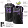 Custom Black Purple-White Authentic Throwback Basketball Jersey