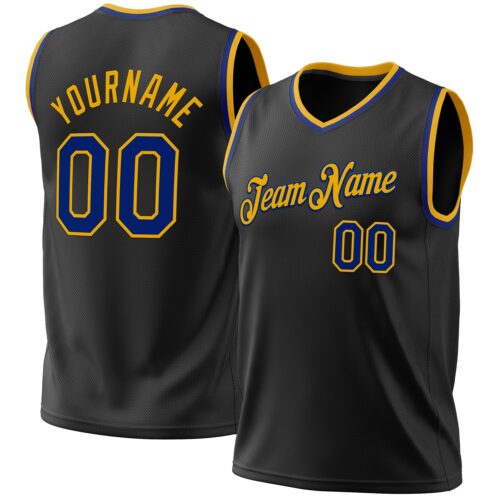 Black1963 Custom Black Royal-Gold Authentic Throwback Basketball Jersey