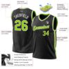 Custom Black Neon Green-White Authentic Throwback Basketball Jersey