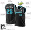 Custom Black Teal-White Authentic Throwback Basketball Jersey