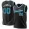 Custom Black Teal-White Authentic Throwback Basketball Jersey