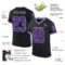 Black2244-1 Custom Black Purple-Gray Mesh Authentic Throwback Football Jersey