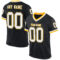Black2248 Custom Black White-Gold Mesh Authentic Throwback Football Jersey