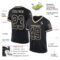 Black2252-1 Custom Black Cream Mesh Authentic Throwback Football Jersey