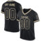 Black2252 Custom Black Cream Mesh Authentic Throwback Football Jersey