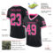Black2254-1 Custom Black Pink-White Mesh Authentic Throwback Football Jersey