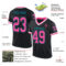 Black2255-1 Custom Black Pink-Teal Mesh Authentic Throwback Football Jersey