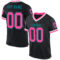 Black2255 Custom Black Pink-Teal Mesh Authentic Throwback Football Jersey