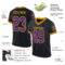 Black2259-1 Custom Black Purple-Gold Mesh Authentic Throwback Football Jersey